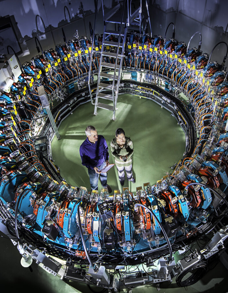 Man and woman in machinery 